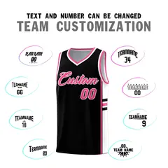 Black Pink Classic Color Block Uniform Basketball Jersey 4