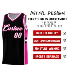 Black Pink Classic Color Block Varsity Basketball Jersey 2