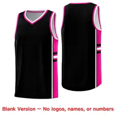 Black Pink Classic Color Block Varsity Basketball Jersey 6