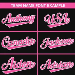Black Pink Classic Full Button Baseball Jersey 3