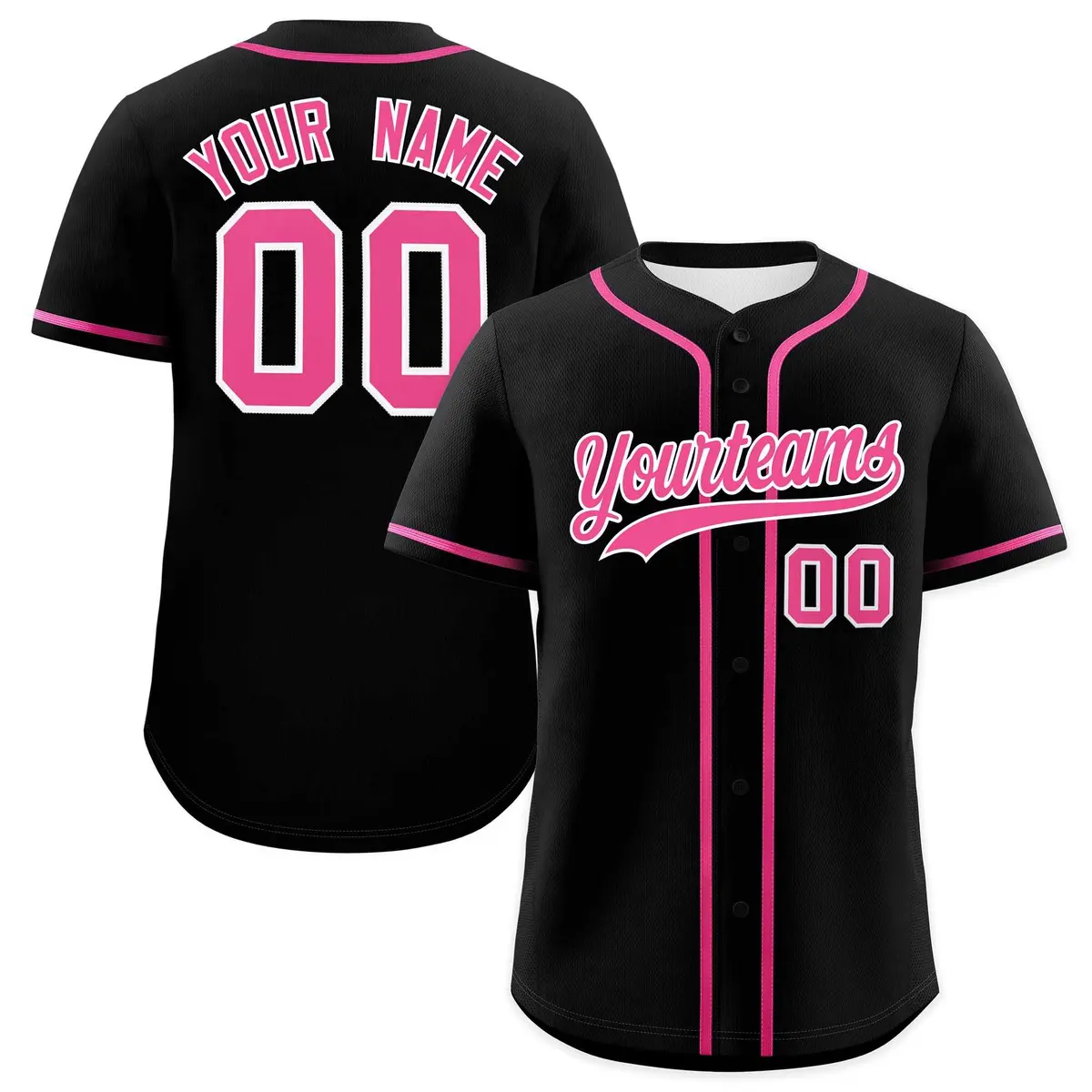 Black Pink Classic Style Authentic Baseball Jersey