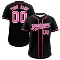 Black Pink Classic Style Authentic Baseball Jersey 1