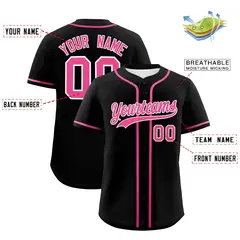 Black Pink Classic Style Authentic Baseball Jersey 2