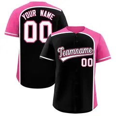 Black Pink Color Block Authentic Baseball Jersey 1