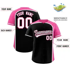Black Pink Color Block Authentic Baseball Jersey 2