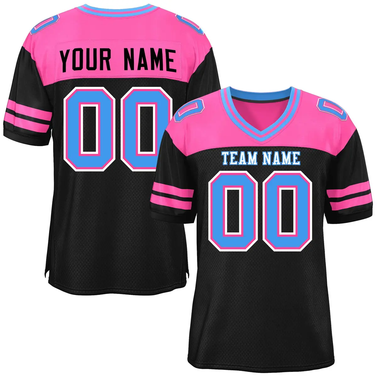 Black Pink Color Block Authentic Football Jersey