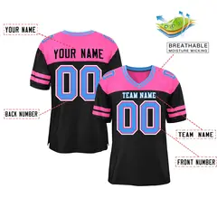 Black Pink Color Block Authentic Football Jersey 2