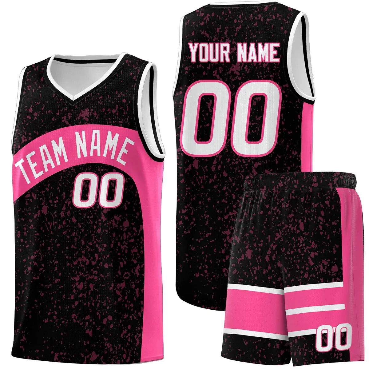 Black Pink Dot Graffiti Irregular Pattern Basketball Jersey