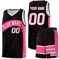 Black Pink Dot Graffiti Irregular Pattern Basketball Jersey 1