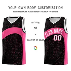 Black Pink Dot Graffiti Irregular Pattern Basketball Jersey 3