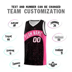 Black Pink Dot Graffiti Irregular Pattern Basketball Jersey 4