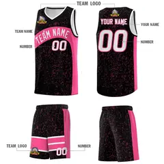 Black Pink Dot Graffiti Irregular Pattern Basketball Jersey 5