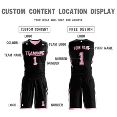 Black Pink Double Side Sets Sportswear Basketball Jersey 6