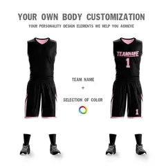 Black Pink Double Side Sets Sportswear Basketball Jersey 7