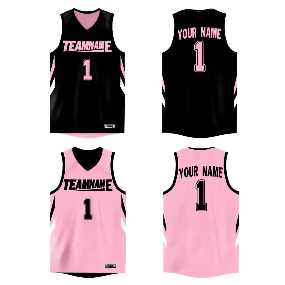 Black Pink Double Side Tops Athletic Basketball Jersey