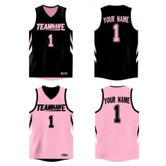 Black Pink Double Side Tops Athletic Basketball Jersey