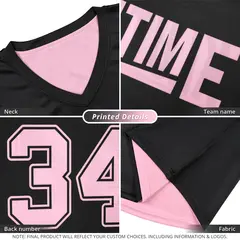 Black Pink Double Side Tops Athletic Basketball Jersey 3