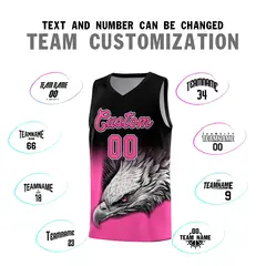 Black Pink Eagle Graffiti Pattern Basketball Jersey 2