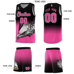 Black Pink Eagle Graffiti Pattern Basketball Jersey 3
