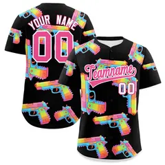 Black Pink Firepower Graffiti Baseball Jersey 1