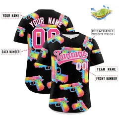 Black Pink Firepower Graffiti Baseball Jersey 2