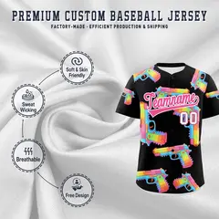 Black Pink Firepower Graffiti Baseball Jersey 3