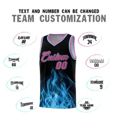 Black Pink Flame Graffiti Printed Basketball Jersey 4