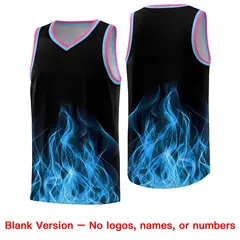 Black Pink Flame Graffiti Printed Basketball Jersey 6