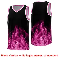 Black Pink Flame Graffiti Wrinkle-Resistant Basketball Jersey 6