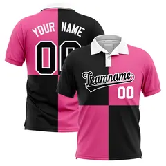 Black Pink Four Squares Performance Polo Shirt