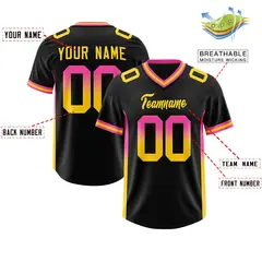 Black Pink Gold Sides Gradient Fashion Football Jersey 2