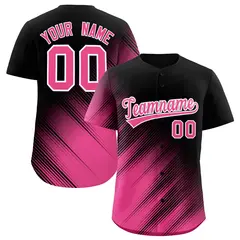 Black Pink Gradient Diagonal Stripe Fashion Baseball Jersey
