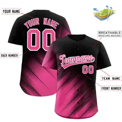 Black Pink Gradient Diagonal Stripe Fashion Baseball Jersey 2