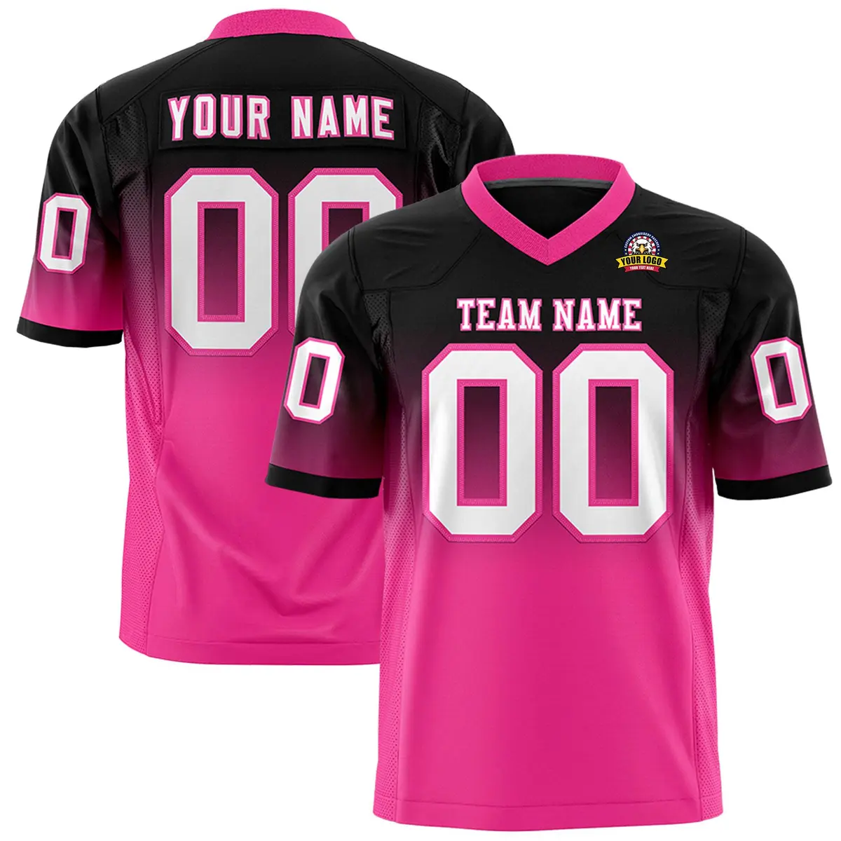 Black Pink Gradient Fashion Authentic Football Jersey