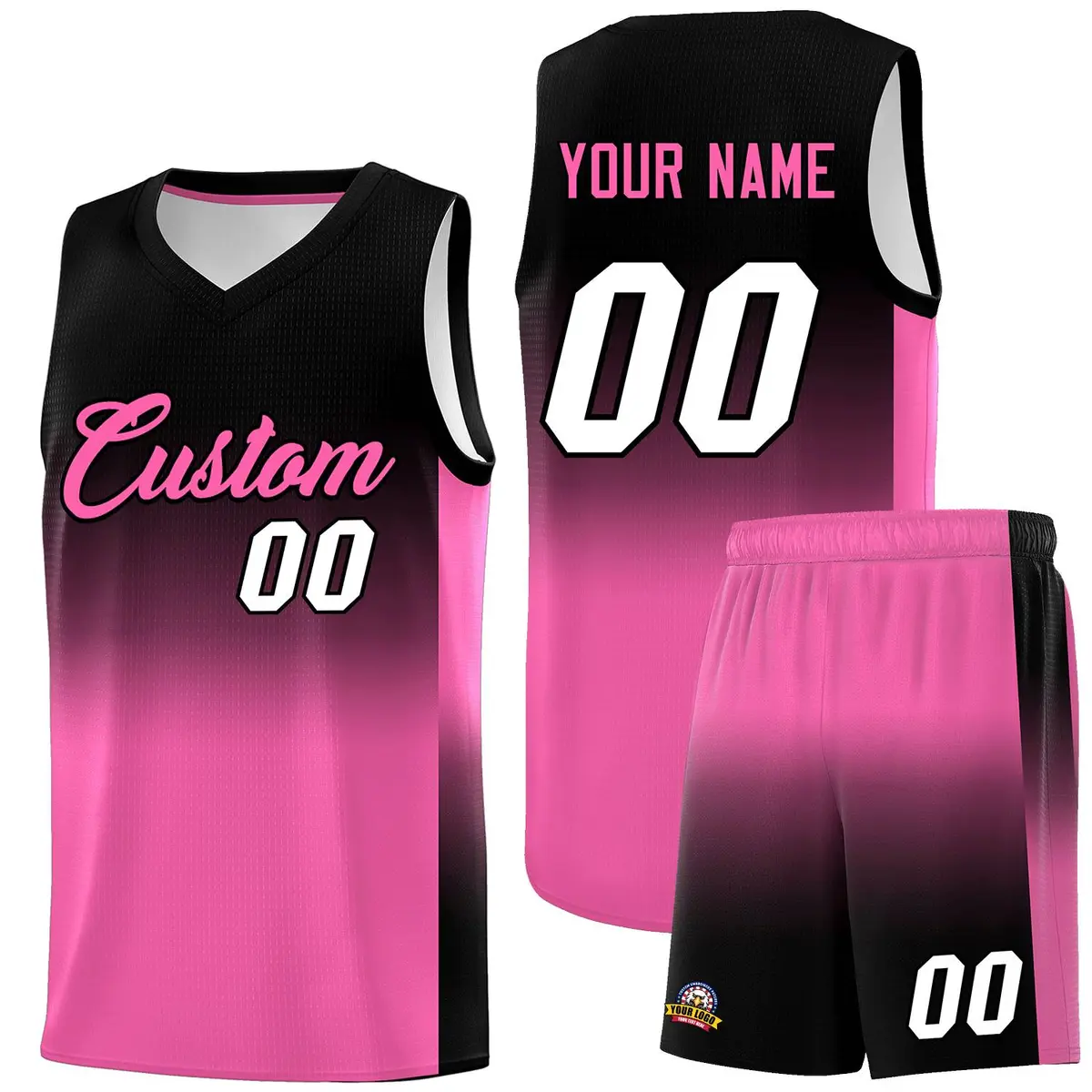Black Pink Gradient Fashion Sports Basketball Jersey