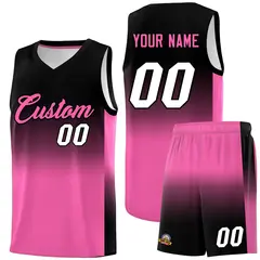 Black Pink Gradient Fashion Sports Basketball Jersey