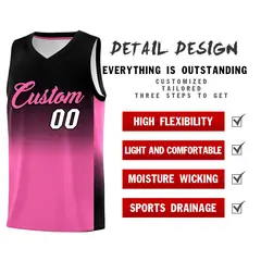 Black Pink Gradient Fashion Sports Basketball Jersey 2