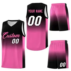 Black Pink Gradient Fashion Sports Basketball Jersey 7