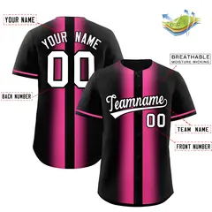 Black Pink Gradient Lapel Fashion Baseball Jersey 2