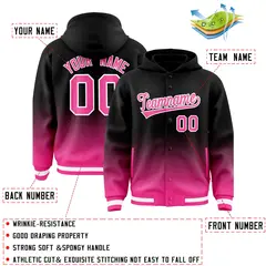 Black Pink Gradient Letterman Varsity Jacket Hoodie 4