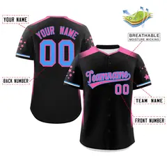 Black Pink Gradient Side Star Pattern Baseball Jersey 2