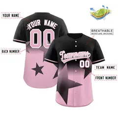 Black Pink Gradient Star Graffiti Authentic Baseball Jersey 2