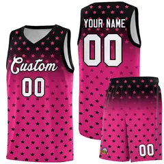 Black Pink Gradient Star Pattern Basketball Jersey Sets