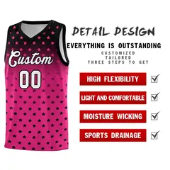 Black Pink Gradient Star Pattern Basketball Jersey Sets 2