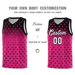 Black Pink Gradient Star Pattern Basketball Jersey Sets 3
