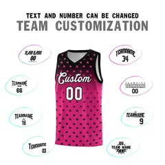 Black Pink Gradient Star Pattern Basketball Jersey Sets 4