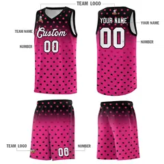 Black Pink Gradient Star Pattern Basketball Jersey Sets 5