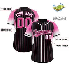 Black Pink Gradient Stripe Fashion Sleeves Baseball Jersey 2