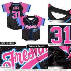 Black Pink Gradient Stripe Fashion Sleeves Baseball Jersey 2