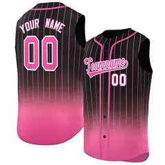 Black Pink Gradient Stripe Sleeveless Baseball Jersey